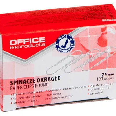 Spinacze okrągłe 25mm OFFICE PRODUCTS srebrne 100szt.