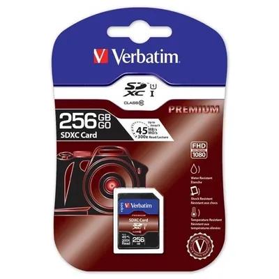 Verbatim Karta pamięci Secure Digital Card Premium U1, 256GB, SDXC, 44026, UHS-I U1 (Class 10)