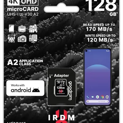 GOODRAM Karta pamięci microSD IRDM 128GB UHS-I U3 A2  + adapter