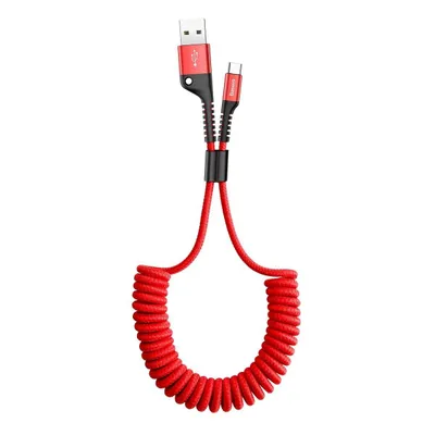 Kabel USB do USB-C sprężynowy Baseus Spring 1m 2A (czerwony)