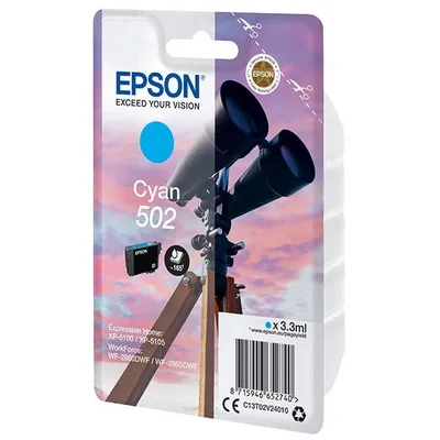 Epson oryginalny ink / tusz C13T02V24020, 502, T02V240, cyan, 165s, 3.3ml, Epson XP-5100, XP-5105, WF-2880dwf, WF2865dwf