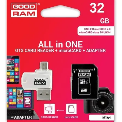 GOODRAM Karta pamięci microSDHC 32GB CL10 + Adapter + Czytnik