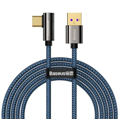 Kabel USB do USB-C kątowy Baseus Legend Series, 66W, 2m (niebieski)