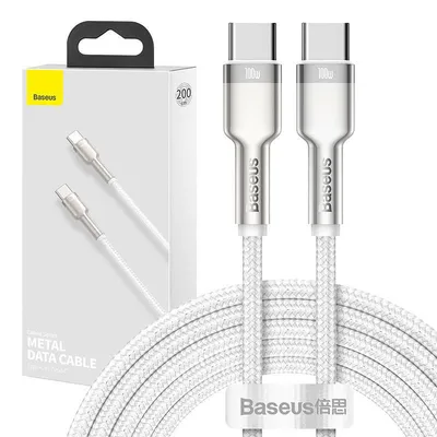 Kabel USB-C do USB-C Baseus Cafule, 100W, 2m (biały)