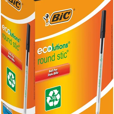 Długopis BIC ROUND STIC ECOLUTIONS 8932392 czarny 1.0mm przezroczysta obudowa