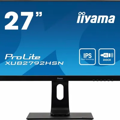 IIYAMA Monitor 27 cali XUB2792HSN-B1, IPS, FHD, USB-C DOCK, 2X2W, HDMI, DP, DAISY