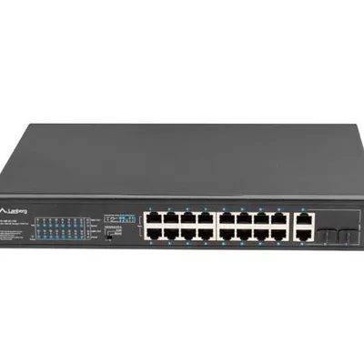 Lanberg Przełącznik Switch 16X100MB POE+/2XCombo niezarządzalny rack 19 cali Gigabit Ethernet 150W