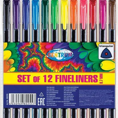 Długopisy żelowe PVC CENTRUM FINELINERS 80255 mix*12 0.7mm 12szt