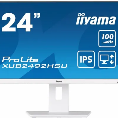 IIYAMA Monitor 23.8 cala XUB2492HSU-W6 IPS,HDMI,DP,100Hz,SLIM,HAS(150mm),4xUSB