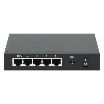 Intellinet Switch Gigabit 5xPoE Passthrough zasilany PoE lub AC,68W