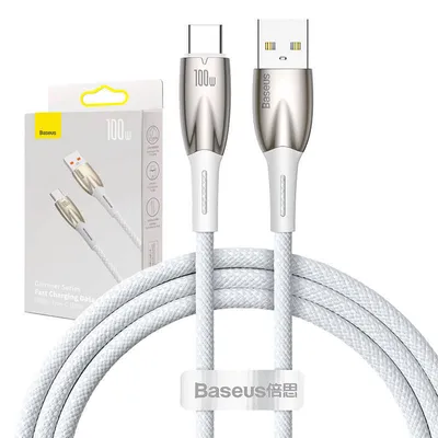 Kabel USB do USB-C Baseus Glimmer, 100W, 1m (biały)