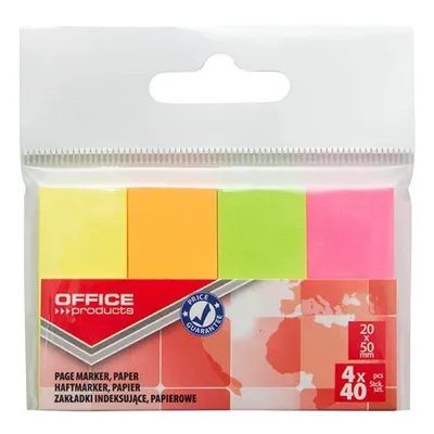 Zakładki indeksujące papierowe 20x50mm OFFICE PRODUCTS mix kolorów neon 4x40 szt