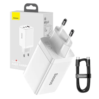 Ładowarka sieciowa Baseus GaN3 Pro, 2xUSB-C + USB, 65W (biała)