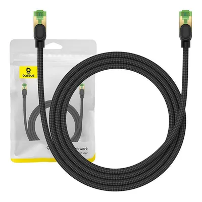 Kabel sieciowy w oplocie kat. 8 Baseus Ethernet RJ45, 40Gbps, 1,5m (czarny)