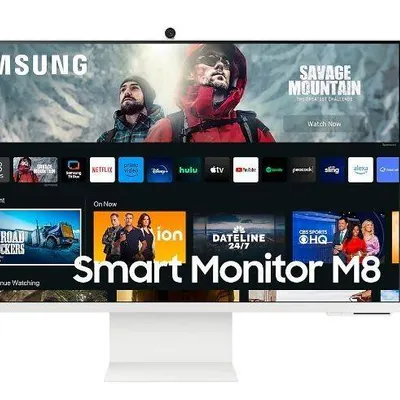 Samsung Monitor 32 cale LS32CM801UUXDU VA 3840x2160 UHD 16:9 1xHDMI 1xUSB-C (65W) 2xUSB 2.0 4ms(GTG) WiFi/BT HAS+PIVOT Webcam głośniki płaski biały SM