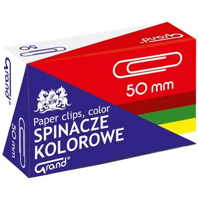 Spinacze okrągłe 50mm Grand 110-1661 mix kolorów metalowe powlekane w pudełeczku papierowym 50szt