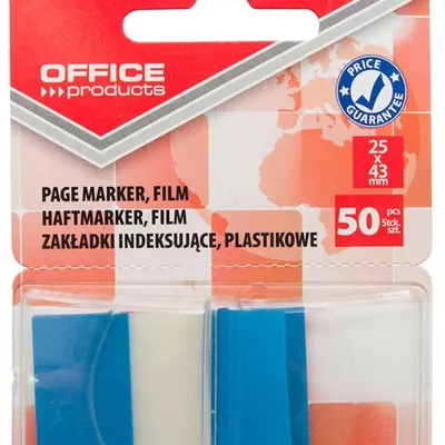 Zakładki indeksujące foliowe 25x43mm OFFICE PRODUCTS niebieskie 50 szt