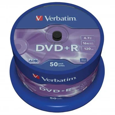 Verbatim DVD+R, 43550, DataLife PLUS, 50-pack, 4.7GB, 16x, 12cm, General, Advanced Azo+, cake box, Scratch Resistant, bez możliwoś