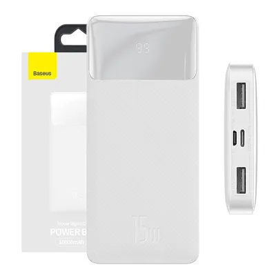 Powerbank Baseus Bipow 10000mAh, 2xUSB, USB-C, 15W (biały)