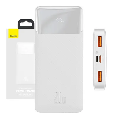 Powerbank Baseus Bipow 10000mAh, 2xUSB, USB-C, 20W (biały)