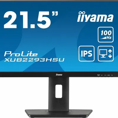 IIYAMA Monitor 21.5 cala ProLite XUB2293HSU-B6 IPS,100Hz,HAS(150mm),1ms,HDMI,DP,2xUSB, FreeSync,2x2W,PIVOT