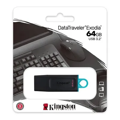 Kingston USB flash disk, USB 3.0, 64GB, DataTraveler Exodia, czarny, DTX/64GB, USB A, z osłoną