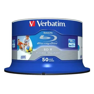 Verbatim BD-R SL, Hard Coat protective layer Wide Inkjet Printable, 25GB, Spindle, 43812, 6x, 50-pack, do archiwizacji danych