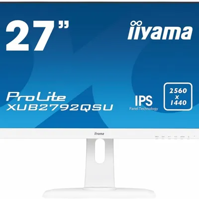 IIYAMA Monitor 27 XUB2792QSU-W1 IPS,WQHD,PIVOT,HDMI,DP,USB, BIALY.