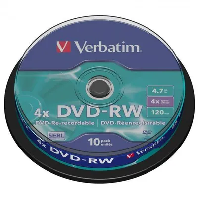 Verbatim DVD-RW, 43552, DataLife PLUS, 10-pack, 4.7GB, 4x, 12cm, General, Serl, cake box, Scratch Resistant, bez możliwości nadruk