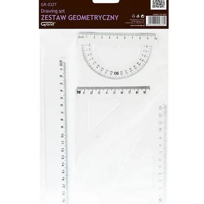 Komplet geometryczny linijka 20cm ekierka*2 Grand GR-032T 130-1602 kątomierz z linijką