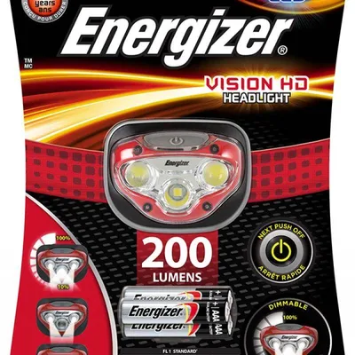 Latarka czołowa ENERGIZER Vision HD Headlight czerowna + 3szt. baterii AAA