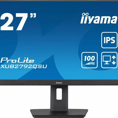 IIYAMA Monitor ProLite XUB2792QSU-B6 27 cali IPS,QHD,HAS(150mm),100Hz,4xUSB3.2,SLIM