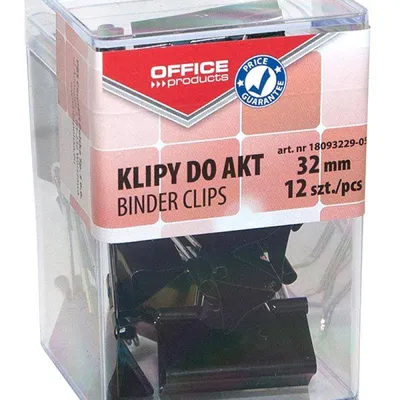 Klipy 32mm OFFICE PRODUCTS czarne 12szt