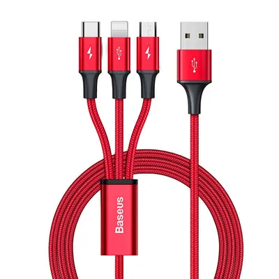 Kabel USB Rapid Series 3-in-1 do USB-C / Lightning / Micro 1.2m ( czerwony )