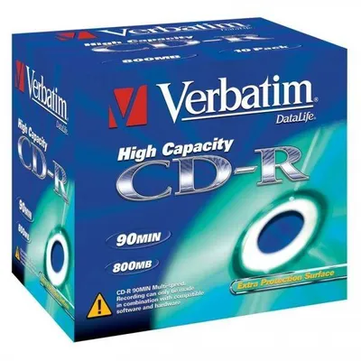 Verbatim CD-R, 43428, DataLife, 10-pack, 800MB, Extra Protection, 40x, 90min., 12cm, bez możliwości nadruku, jewel box, Standard,