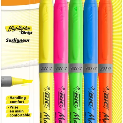 Zakreślacz BIC HIGHLIGHTER GRIP 824758 mix*5 1.6-3.3mm 5szt