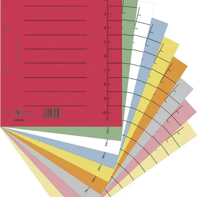 Przekładki 1-10 A4 DONAU z perforacją mix kolorów karton 250g/m² 100szt