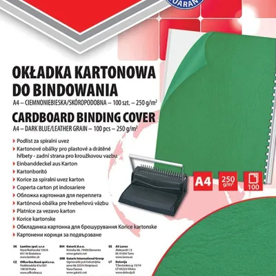 Karton do bindowania skóropodobny A4 OFFICE PRODUCTS DELTA zielony 100 szt