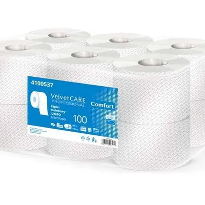 Papier toaletowy dwuwarstwowy celulozowy VELVET Care Jumbo 100 Comfort 4100537 biały 100m 12 SZT.