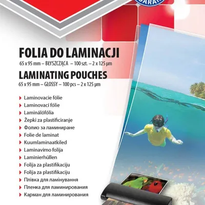 Folia do laminowania błyszcząca 65x95mm OFFICE PRODUCTS 125mic 100 szt