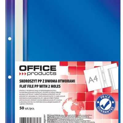 Skoroszyt wpinany A4 OFFICE PRODUCTS 2 otwory granatowy PP 100/170mikr