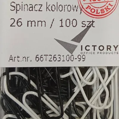 Spinacze trójkątne 26mm VICTORY OFFICE PRODUCTS 66T263100-99 mix kolorów metalowe w pojemniku plastikowym 100szt