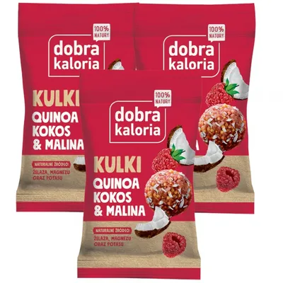 DOBRA KALORIA Quinoa na okrągło - Malina & Kokos x 3 szt.