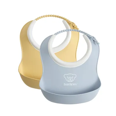 BABYBJORN - 2 małe śliniaczki Powder Yellow/ Powder Blue