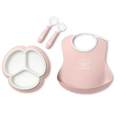 BABYBJORN - Zestaw do karmienia Mealtime - Powder Pink