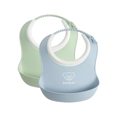 BABYBJORN - 2 małe śliniaczki - Powder Green/ Powder Blue