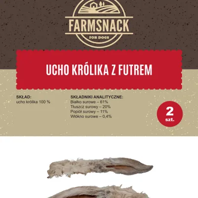 FarmSnack Ucho Królika z futrem 2szt