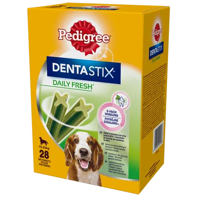 PEDIGREE® DentaStix™ Daily Fresh – karma uzupełniająca o smaku kurczaka, dla psów średnich ras– 4x180g