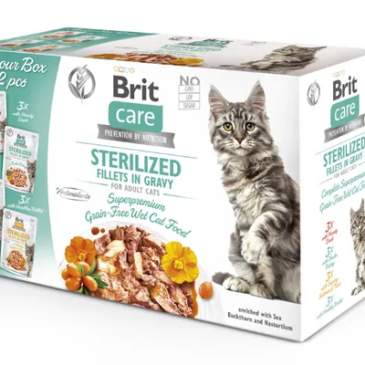 BRIT CARE Cat Sterilized Fillets in Gravy mix 12x85g