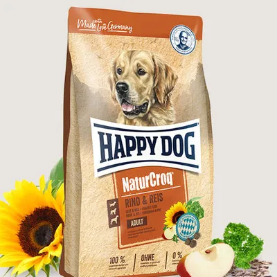 HAPPY DOG Natur- Croq wołowina i ryż 15kg